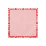 serviettes table carrées coton lin brodé motif floral rose clair vert classiques
