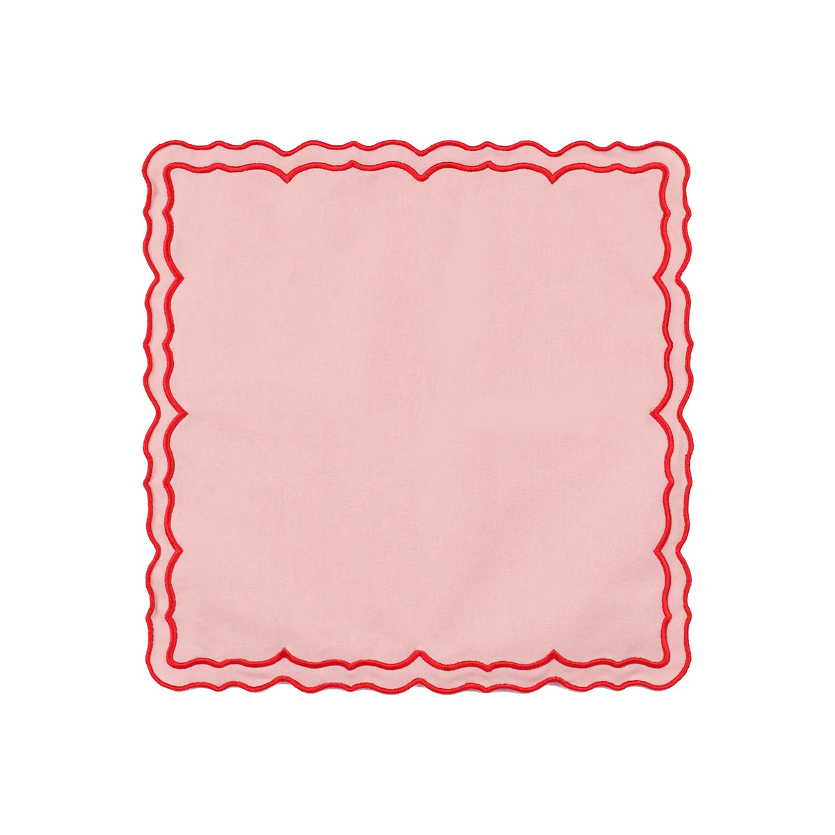 serviettes table carrées coton lin brodé motif floral rose clair vert classiques