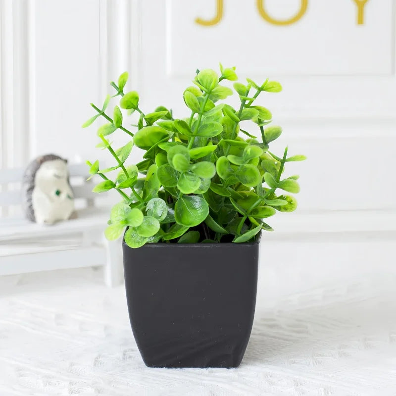 plantes artificielles vertes feuilles fines moderne pot noir extérieur décoration anniversaire mariage