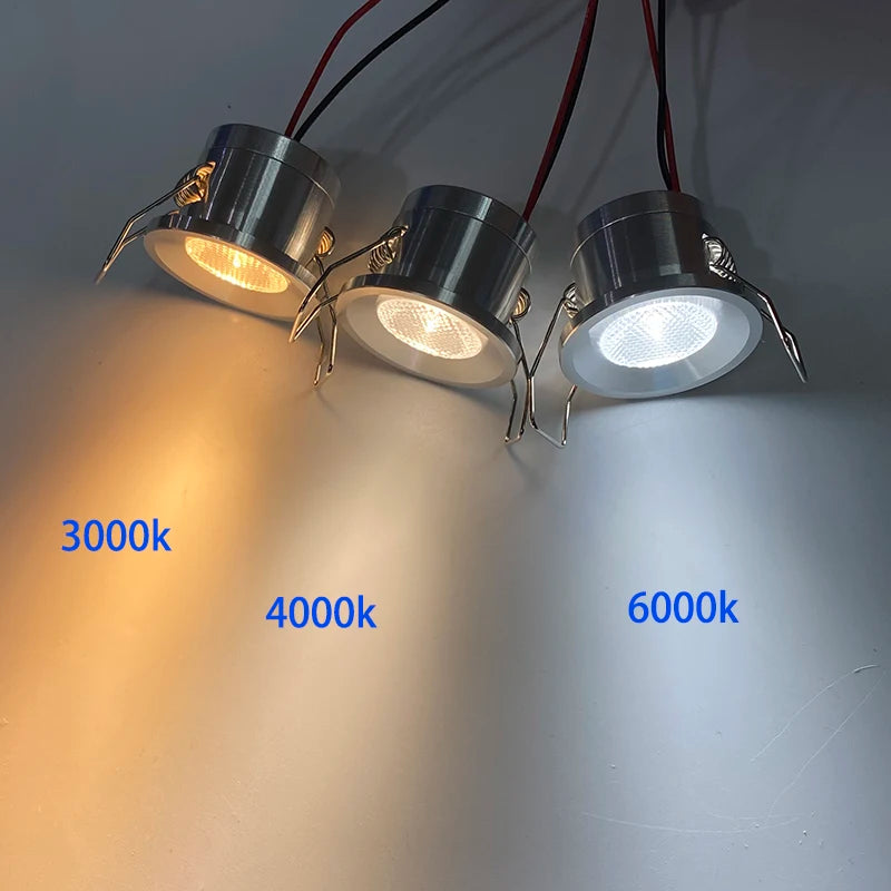 projecteur led spot 1w 12v blanc argent noir veine surface moderne clips câbles