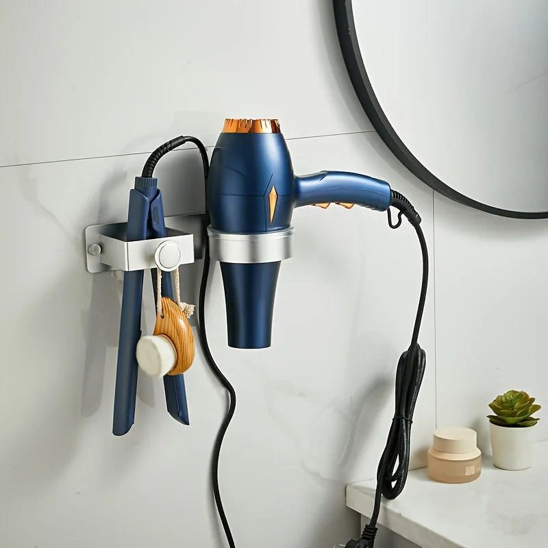support mural sèche cheveux fer lisser noir moderne épuré anneau silicone étanches