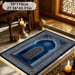 tapis géométrique bleu or artisanal polyester antidérapant imperméable résistant décoration maison İslam prière voyage