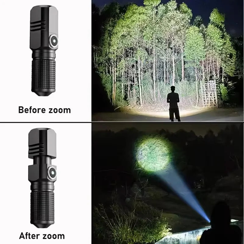 lampe torche rechargeable led puissante noire texturée moderne 120mm hauteur