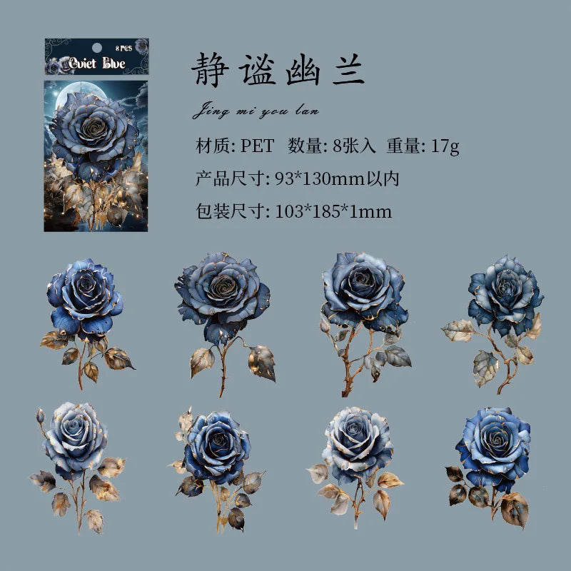 autocollants fleurs feuilles paillettes violet rose bleu artisanal scrapbooking bricolage décoration intime journal