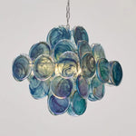 suspension lumineuse moderne rose verte verre transparent chaîne métallique 65cm 65cm