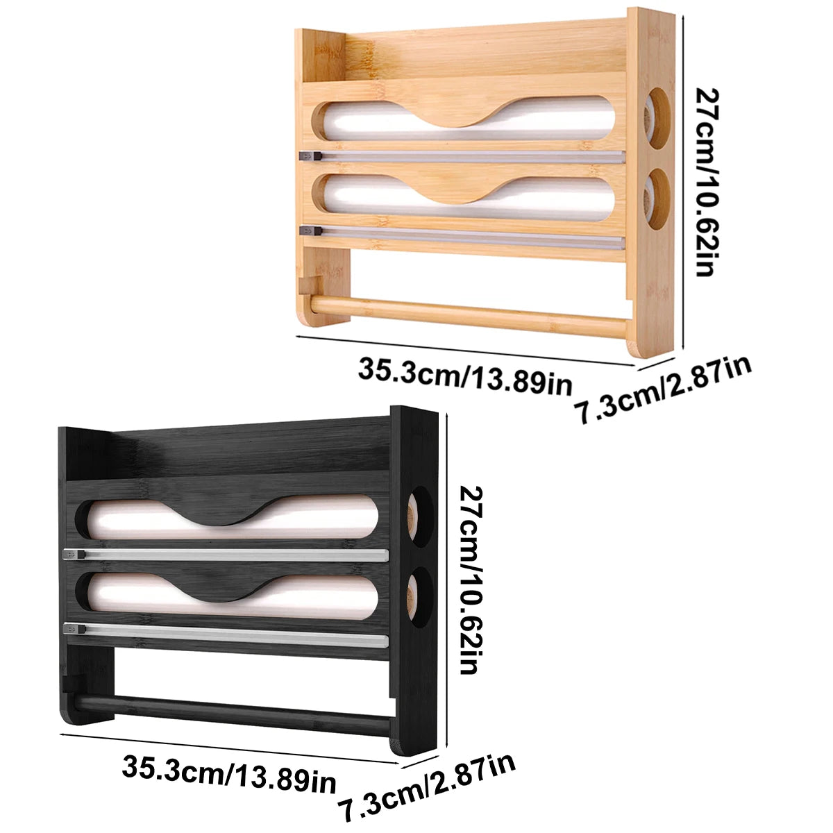 cutter cuisine moderne minimaliste bois naturel noir compartiments couteaux bouteilles condiments fixation murale