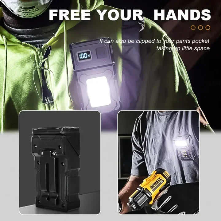 lampe torche rechargeable led noire aimantée rotative camping 10w intense modifiable moderne robuste