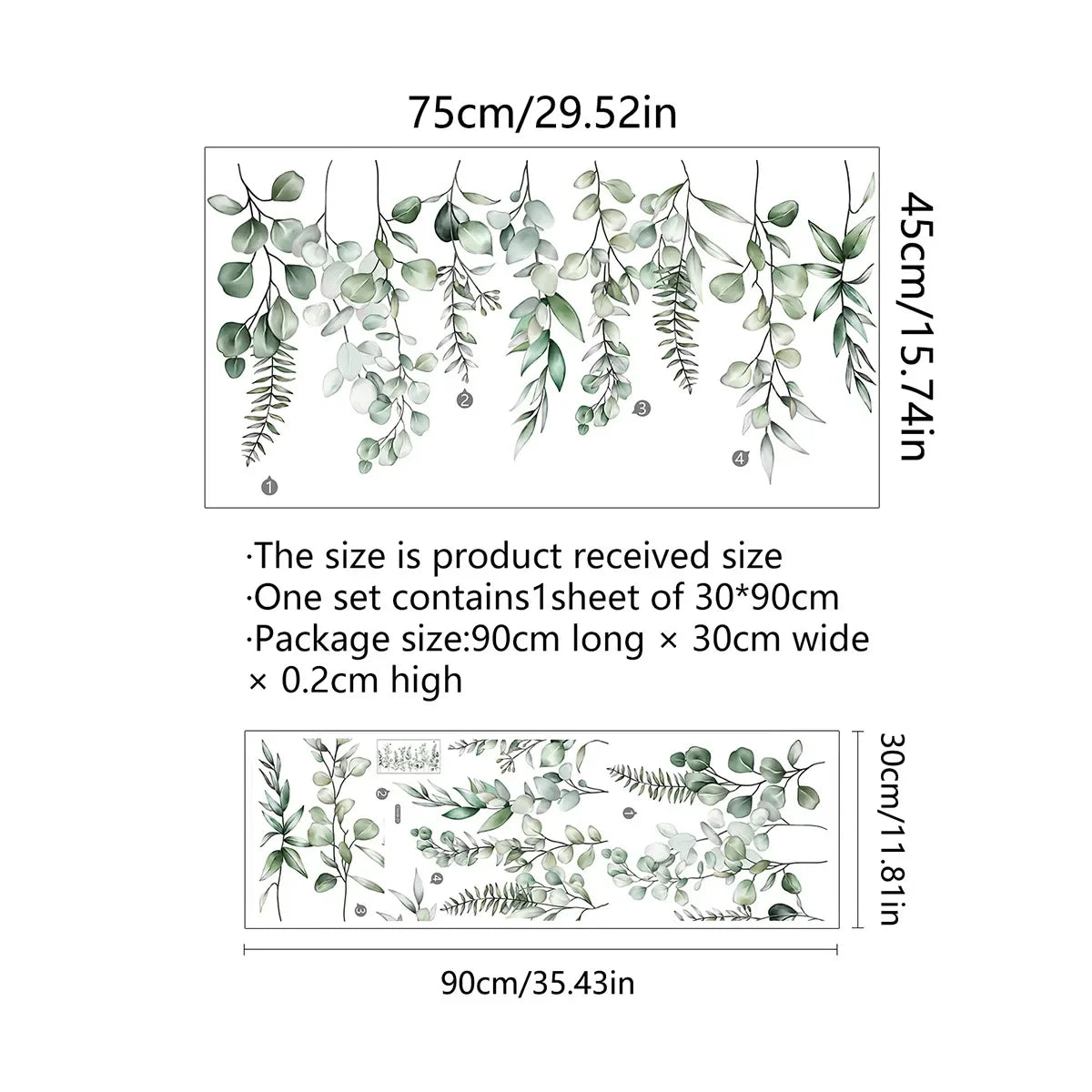 stickers decoratifs botaniques floral feuilles fleurs semi transparent adhesif fenetre mur salon