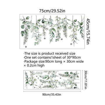 stickers decoratifs botaniques floral feuilles fleurs semi transparent adhesif fenetre mur salon