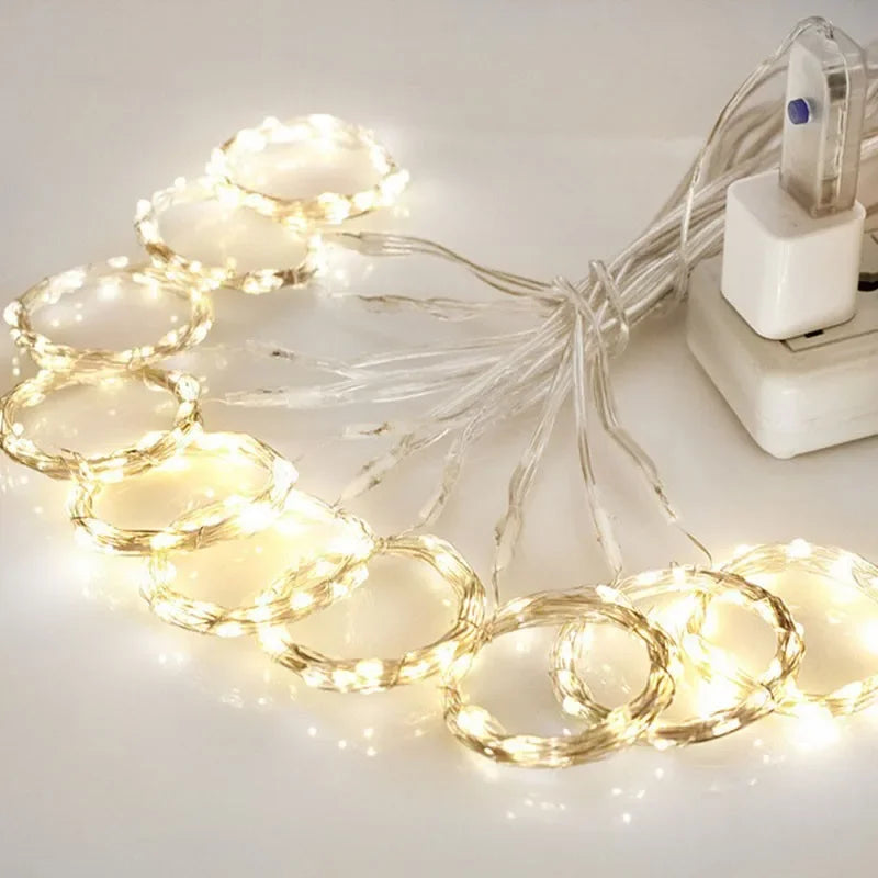 guirlande lumineuse led 3m multicolore décoration noël moderne transparente télécommande adaptateur usb prise murale