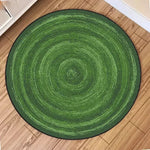 tapis rond vert jaune bleu rayures concentriques moderne salon chambre decoration interieur polyester tissé