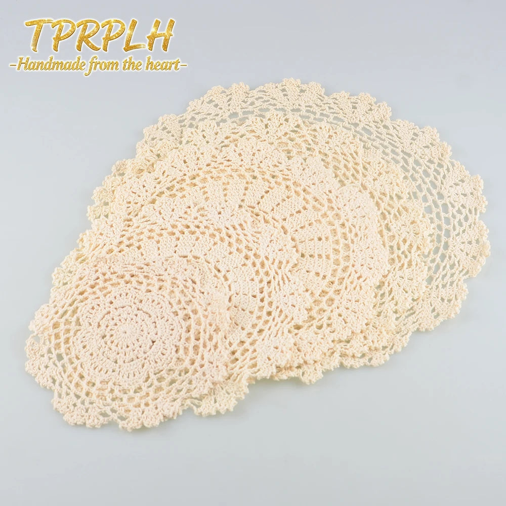 serviettes table crochet motif floral serviettes traditionnelles artisanales 20cm 25cm 40cm couleur beige clair