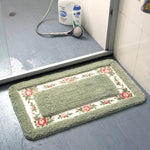tapis sol fleurs roses feuilles vertes doux moelleux rose clair vert beige classique confortable