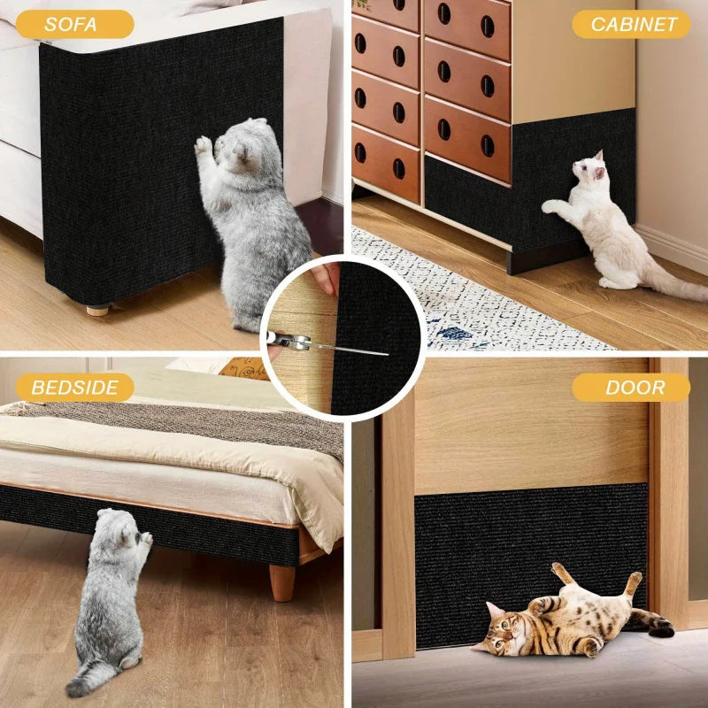 tapis grattage chat noir adhésif moderne 30x100cm tissu texture polyester