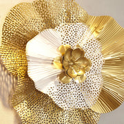 décoration murale fleur dorée métal texturé moderne or blanc chambre salon