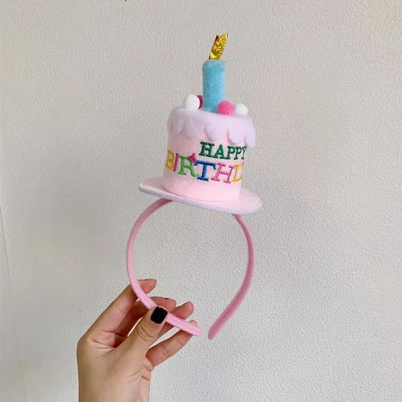 couronne fête anniversaire bougies happy birthday coeurs élastique rose blanche multicolore festive