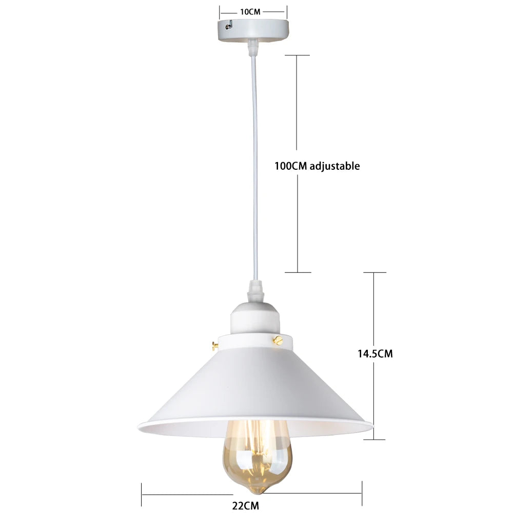 lampe suspendue industrielle conique noire dorée éclairage salon chambre éclairage intérieur E27 adaptable