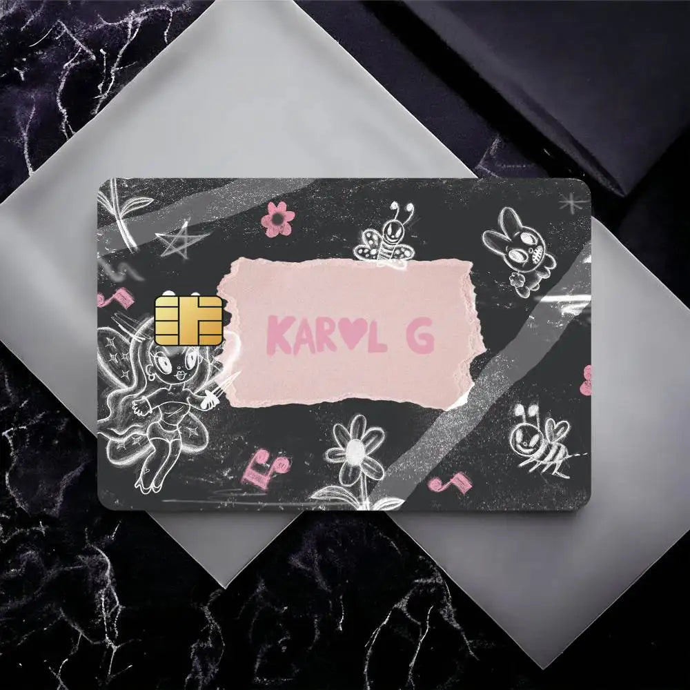 carte sim personnalisée karol papier étanche adhésif papillons fleurs notes musicales grunge creative