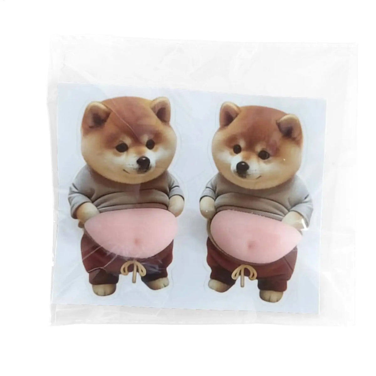 autocollants chien shiba inu mignon moderne pvc autoadhésif marron beige roseclair