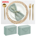 serviettes réutilisables coton jaune bleu clair classiques effilochées clips décoratifs table restaurant maison