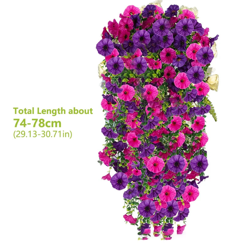 décoration murale guirlande florale artificielle cascade rose violet jaune blanc orange intérieur