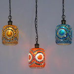 Lampe de chevet bohème turque en verre mosaïque orange