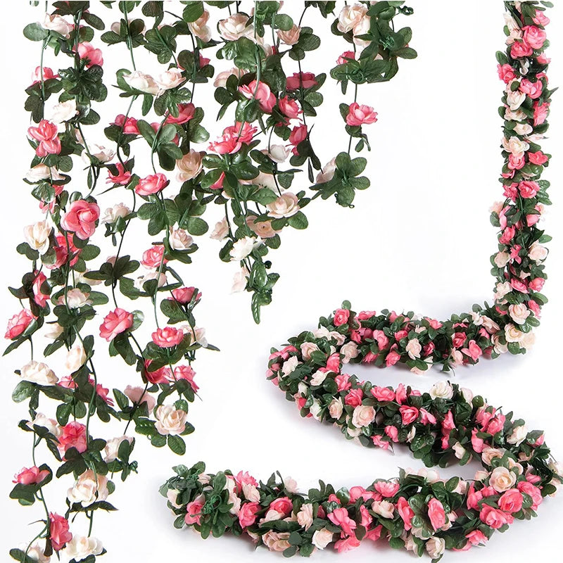guirlande artificielle fleurs roses décoration mariage anniversaire intérieur romantique