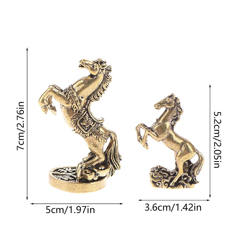 figurines chevaux bronze doré reliefs détaillés motifs floraux caractères chinois base armure salon décoration