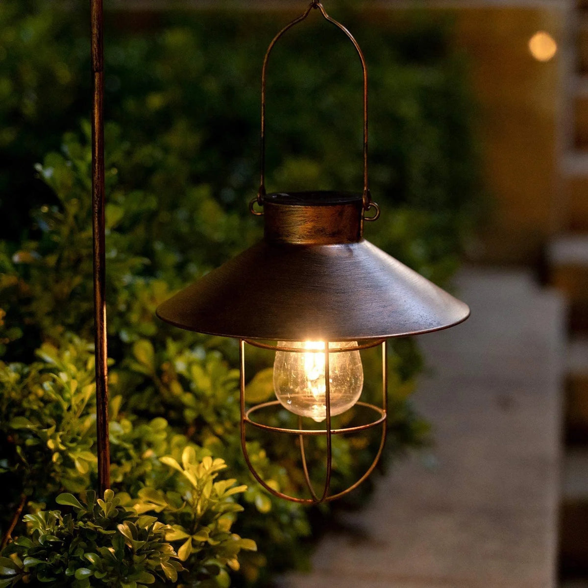 lanterne suspendue cuivre vintage solaire imperméable extérieur jardin patio contemporain