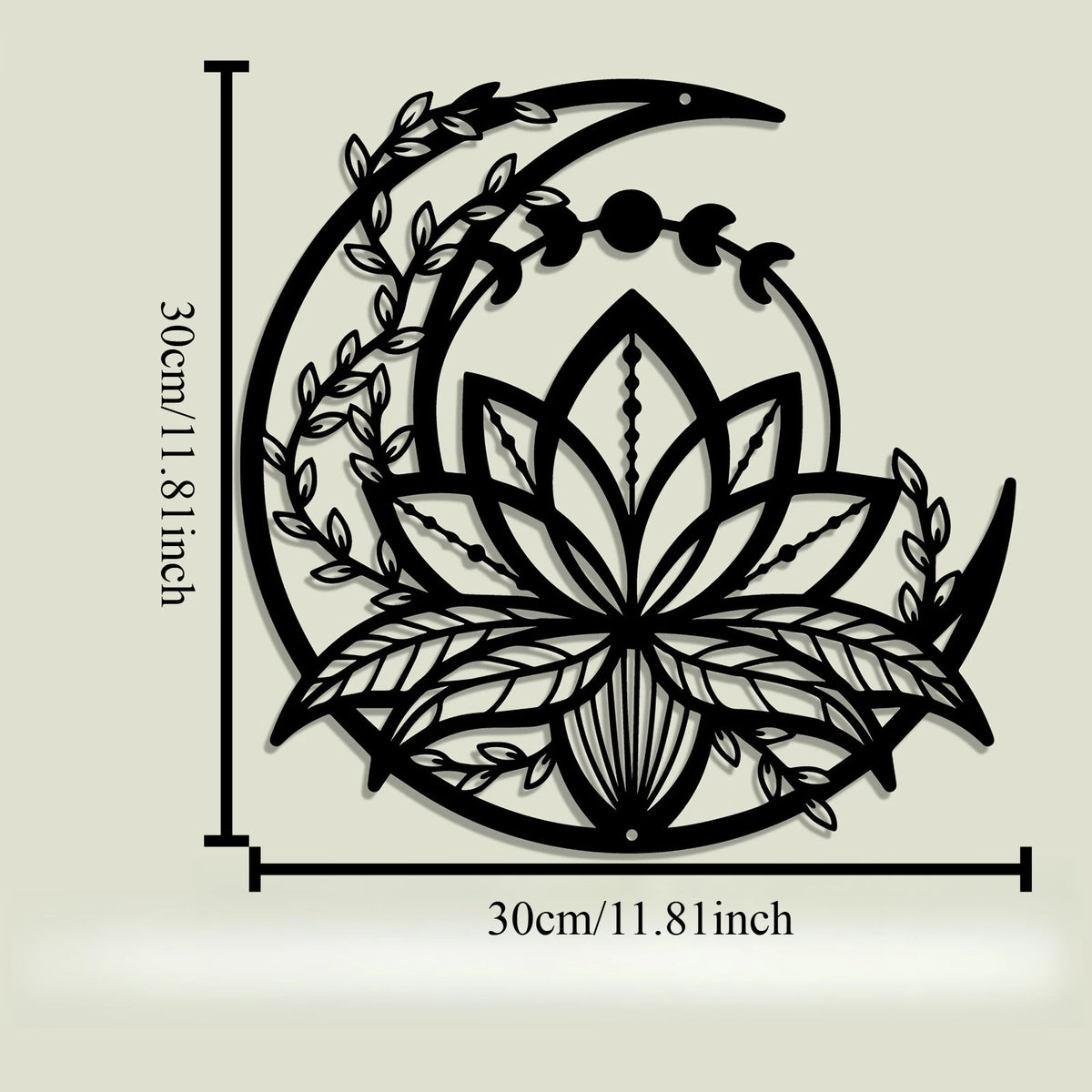 décoration murale métal noir lotus lune boho chic plaque murale artisanale spiritualité intérieure extérieure