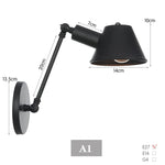 lampe murale articulée industrielle noir fixée éclairage chambre cuisine
