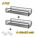 étagère angle salle bains adhésive poids 20kg noir grille métallique moderne organisateur accessoires douche