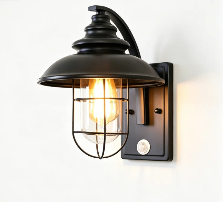 lampe murale industrielle noir mat led éclairage maison sensibilité mouvement ip44