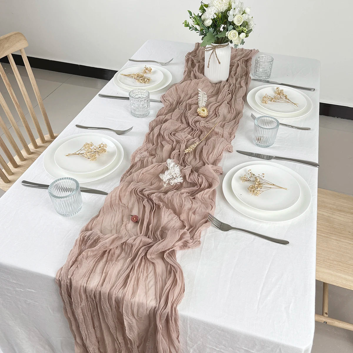 tableau decoratif chemin table rose plisse fleur seche halloween noel valentin mariage anniversaire festive