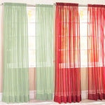 rideau léger voilage transparent tissu plissé bord dentelle couleur blanche bleue rouge pale