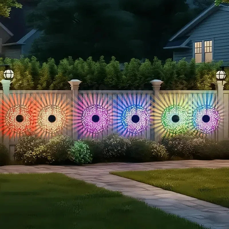 projecteur solaire multicolore mandala moderne autoinstallation adhésifextérieur nuit led 7couleurs jardin fete