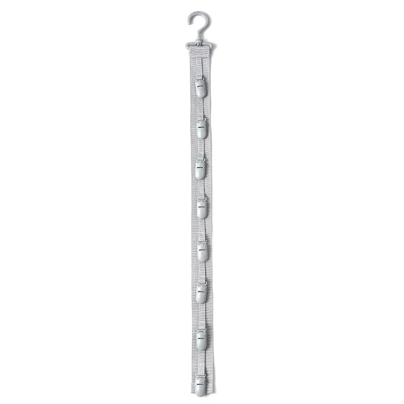 porte chapeaux mural gris bleu marine pratique moderne clips serrés cordon multicolore