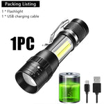 lampe torche noire rechargeable zoomable lumières led modes strobe campingurgence