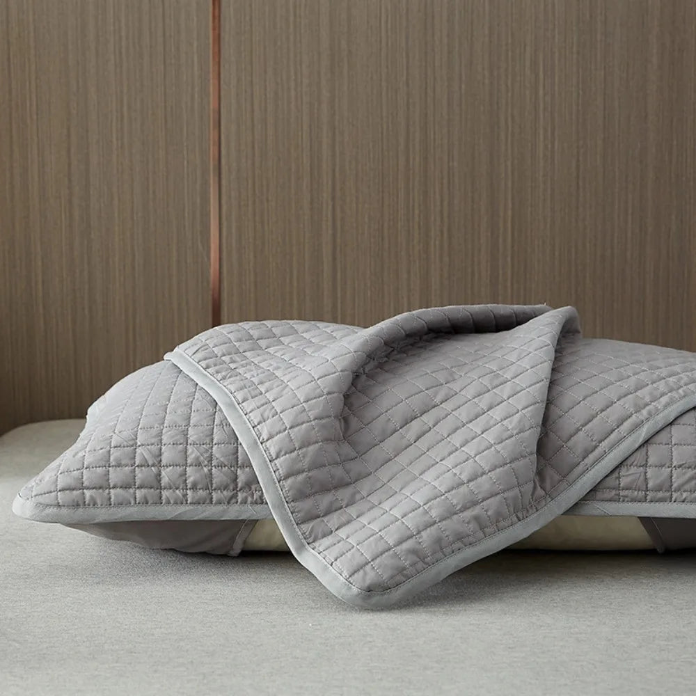 housse coussin polyester géométrique moderne vert blanc bleu gris antiacariens lit maison