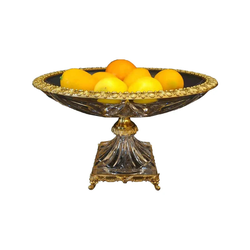 bol fruits pied transparent doré décoration élégante cristal métal vintage classic deco