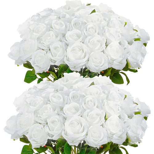 50 roses artificielles velours rouge réalistes bouquet mariage décoration maison fête