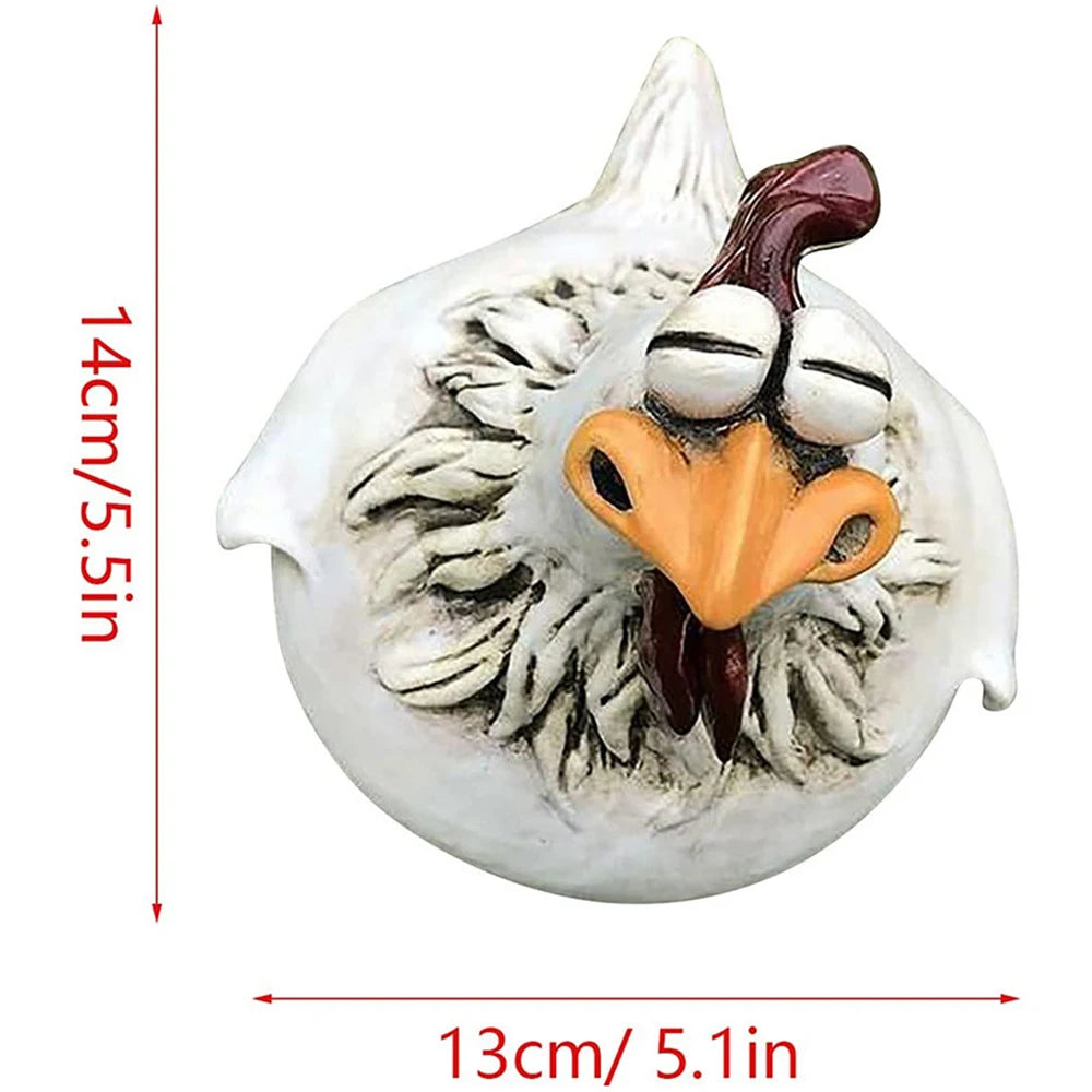 statuette poule blanche résine ornement décoration jardin rustique humoristiqueextérieur blanc orange marron