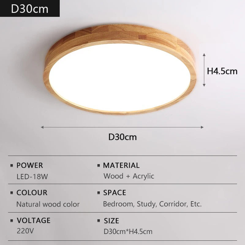 lampe bois naturel grain moderne ultra fin led facile chambre salon cuisine