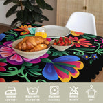 nappe table rectangulaire jour morts fleurs colorées polyester moderne noire festive rouges orangées jaunes