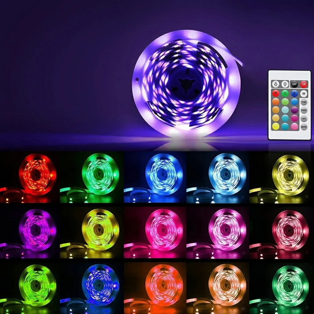 ruban led multicolore adhésif télécommande application bluetooth réglage couleurs moderne chambre salon