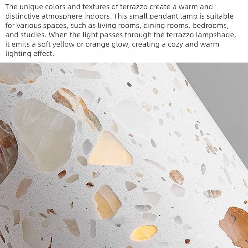 lampe suspendue moderne terrazzo pierre colorée blanc marron salon chambre restaurant étude cuisine hall