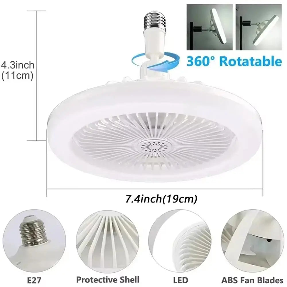 ventilateur led blanc moderne vitesses réglables lumière variable grille opaques lames abs
