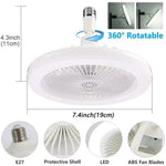 ventilateur led blanc moderne vitesses réglables lumière variable grille opaques lames abs