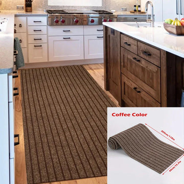 tapis sol rectangulaire gris noir rayures horizontales moderne auto adhésif antidérapant intérieur maison