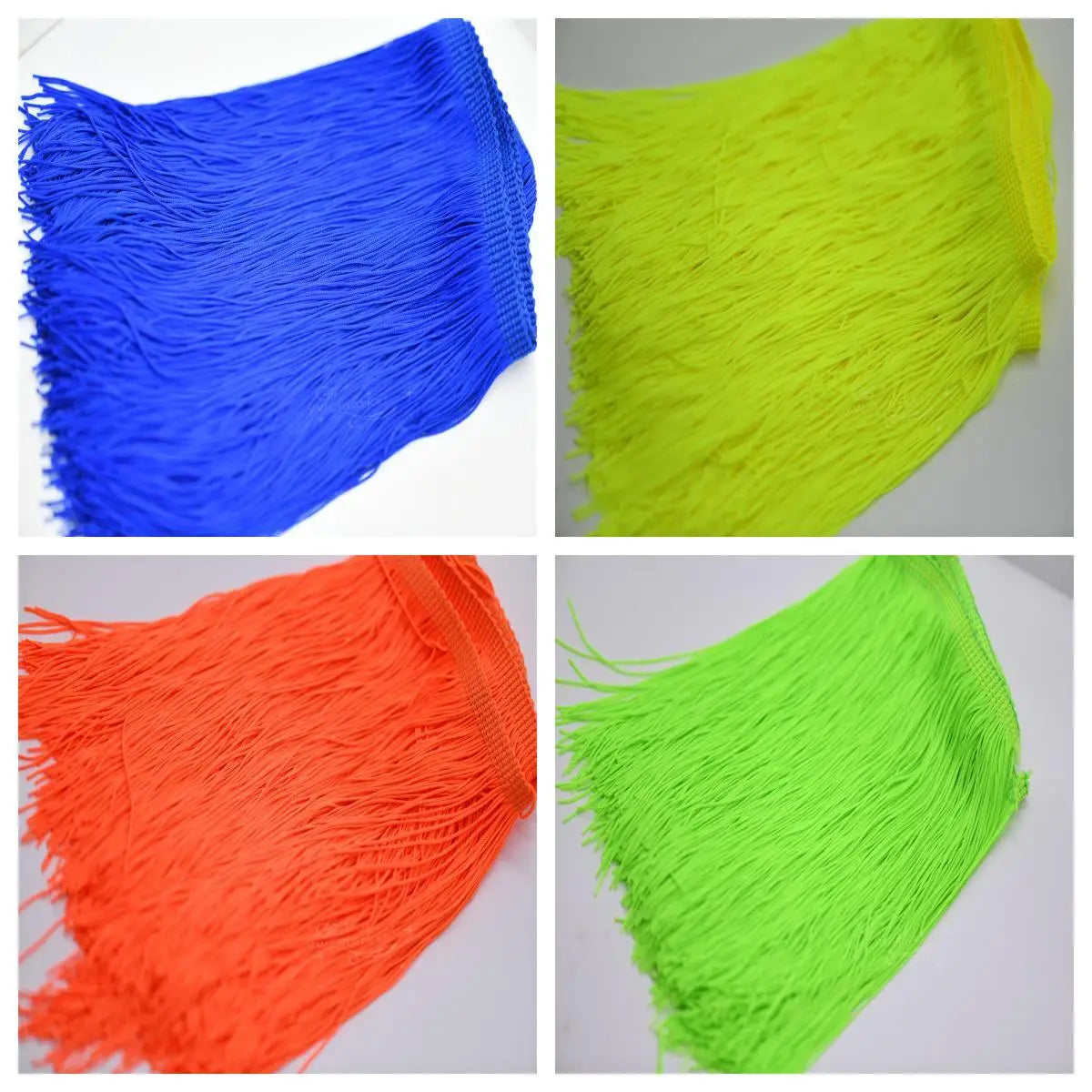 franges polyester 20cm large bleu vert orange tissu moderne décoration vêtement craft
